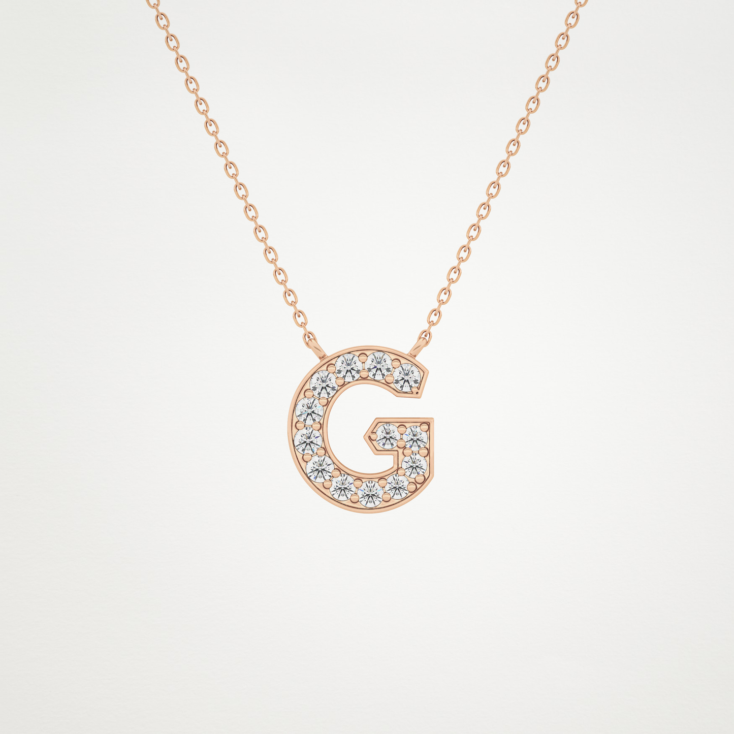 0.294 TCW Round Lab Grown Diamond G Initial Pendant Necklace