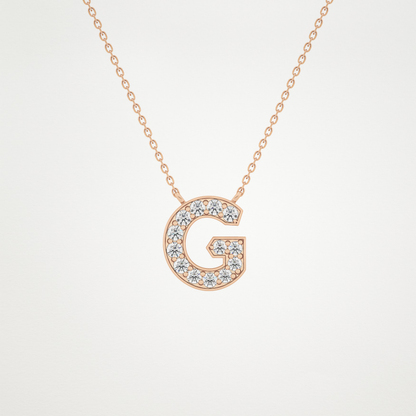 0.294 TCW Round Lab Grown Diamond G Initial Pendant Necklace