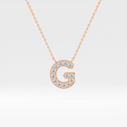 0.294 TCW Round Lab Grown Diamond G Initial Pendant Necklace