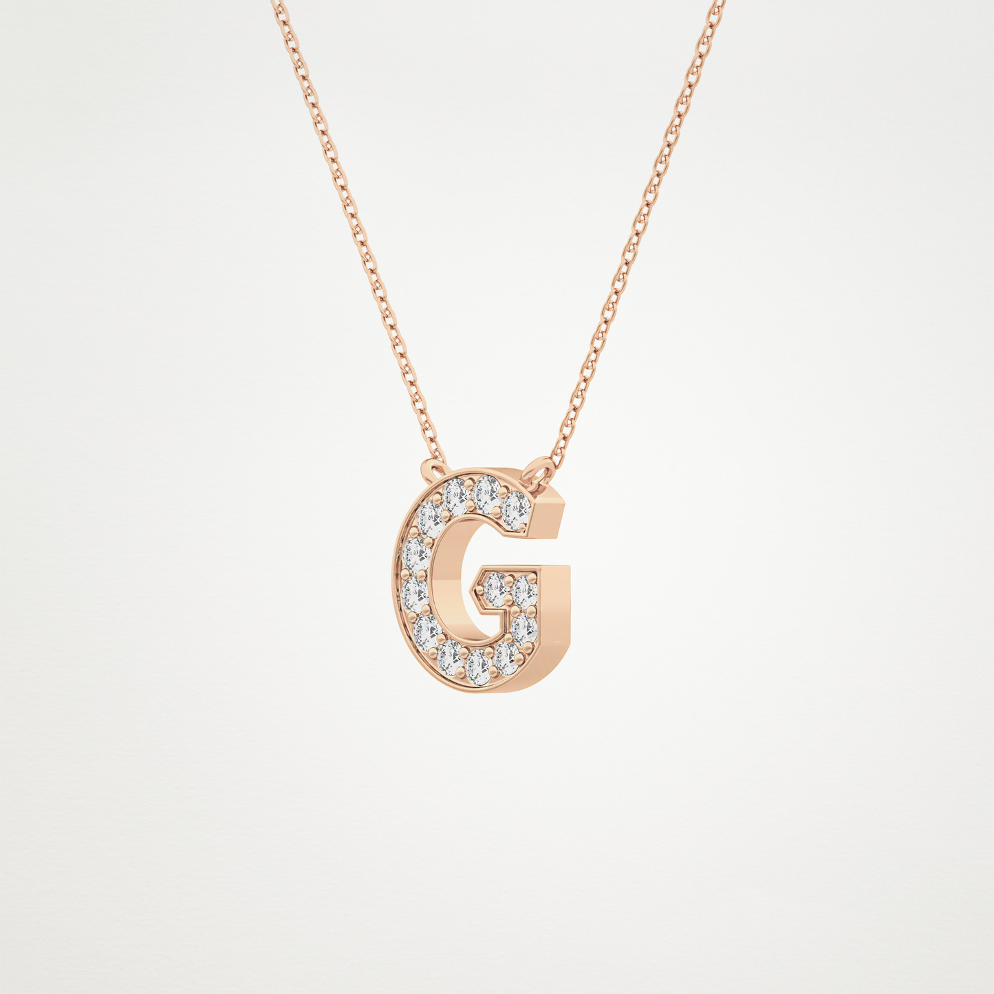 0.294 TCW Round Lab Grown Diamond G Initial Pendant Necklace