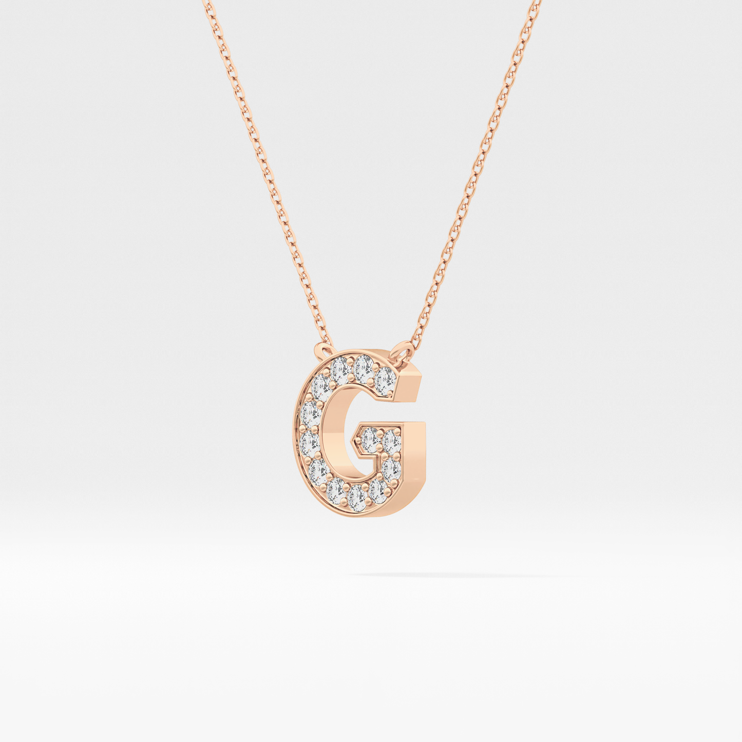 0.294 TCW Round Lab Grown Diamond G Initial Pendant Necklace