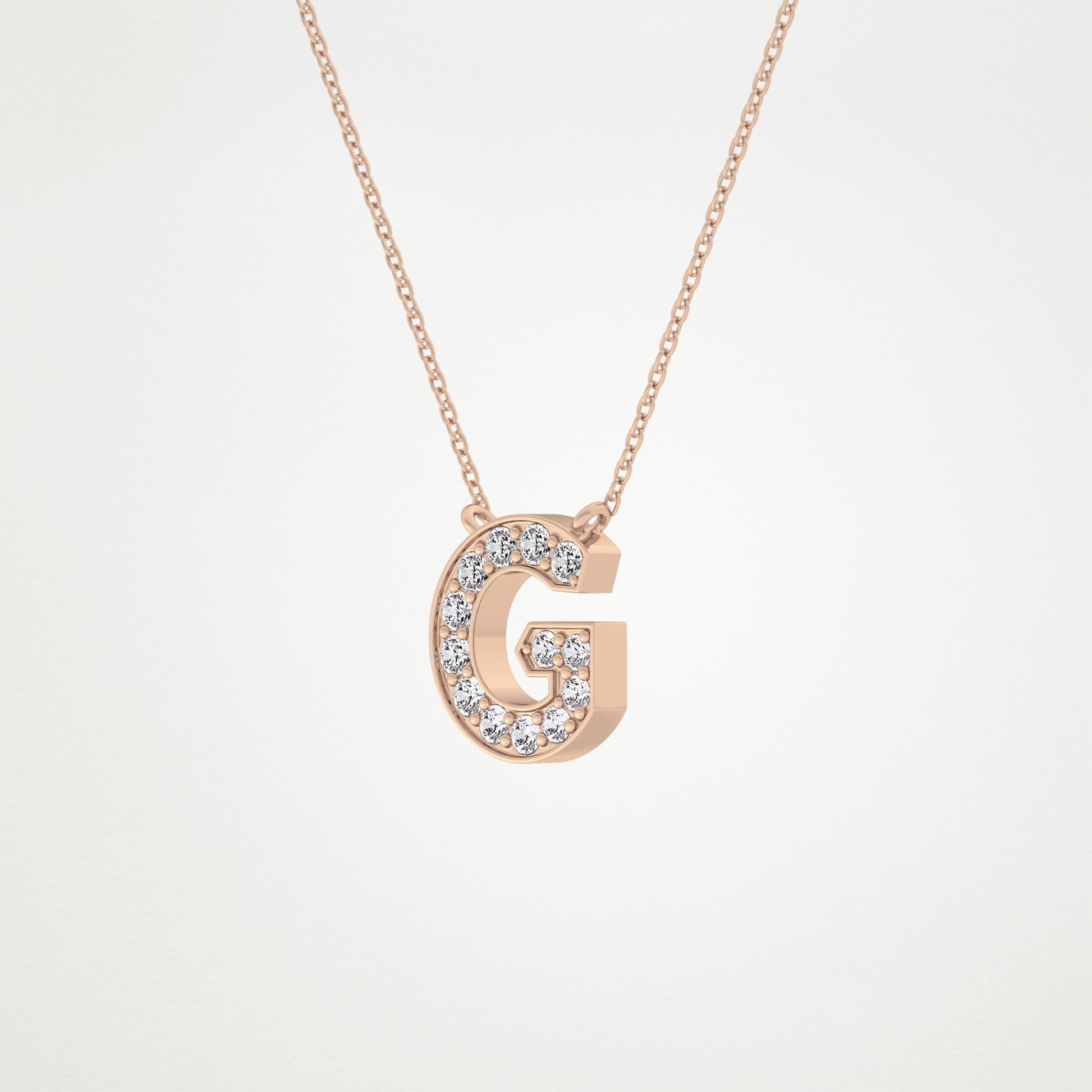 0.294 TCW Round Lab Grown Diamond G Initial Pendant Necklace