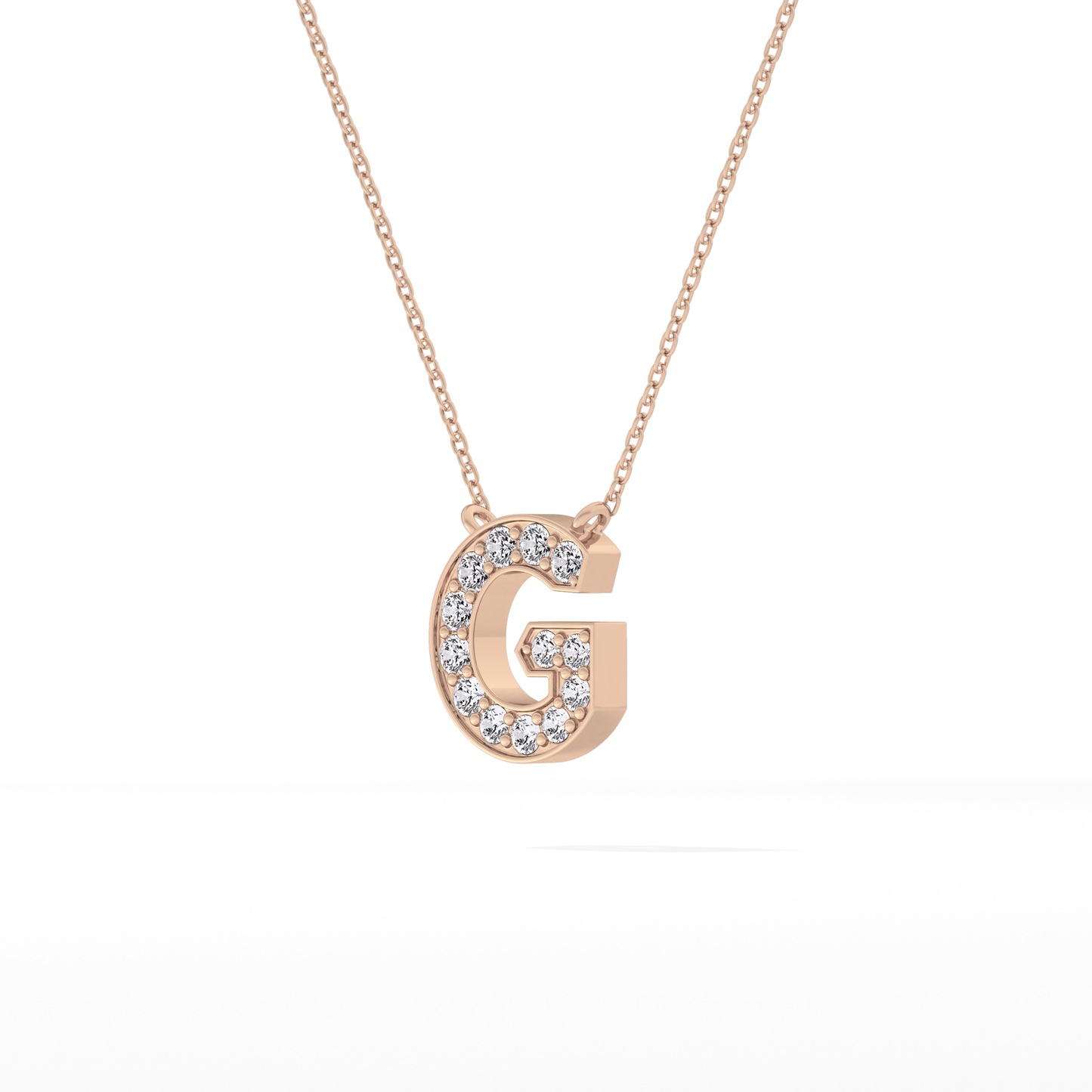 0.294 TCW Round Lab Grown Diamond G Initial Pendant Necklace