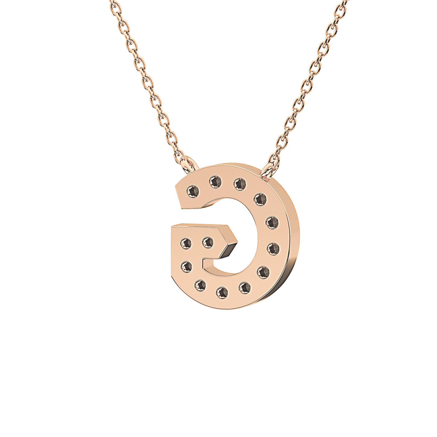 0.294 TCW Round Lab Grown Diamond G Initial Pendant Necklace