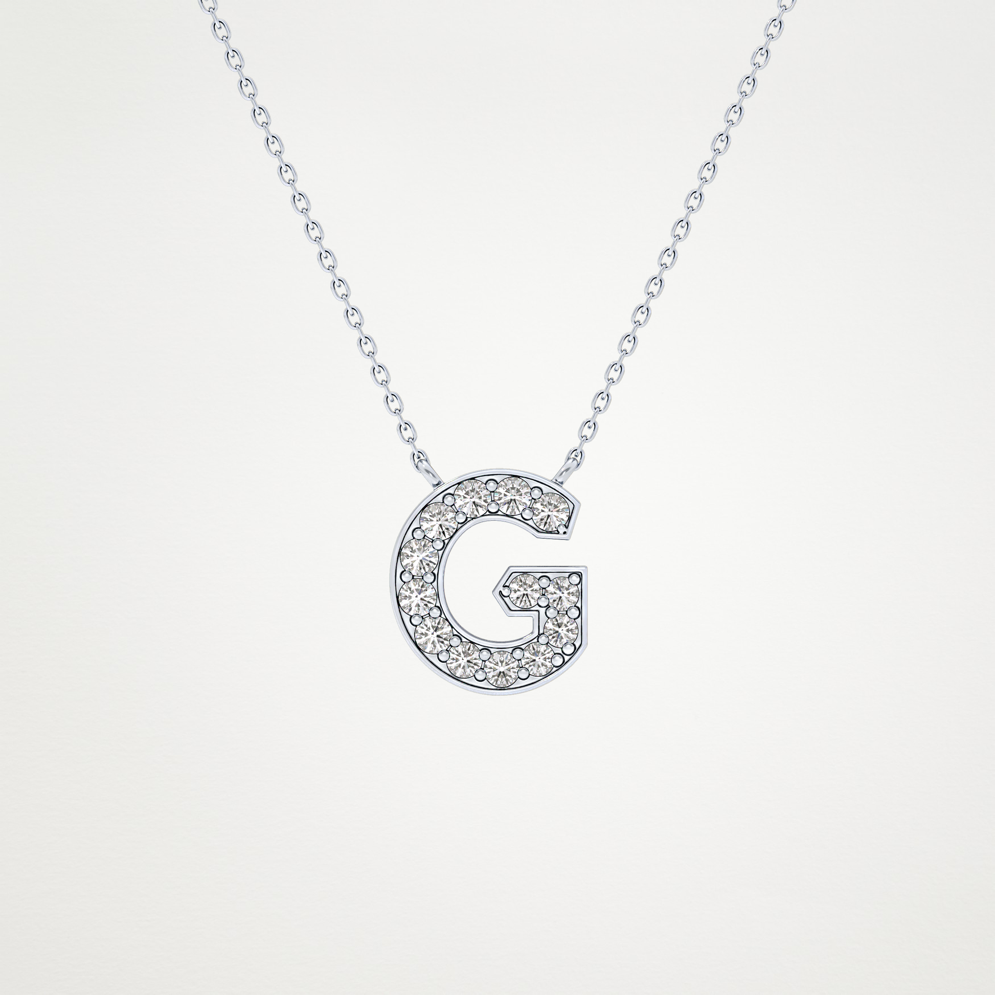 0.294 TCW Round Lab Grown Diamond G Initial Pendant Necklace