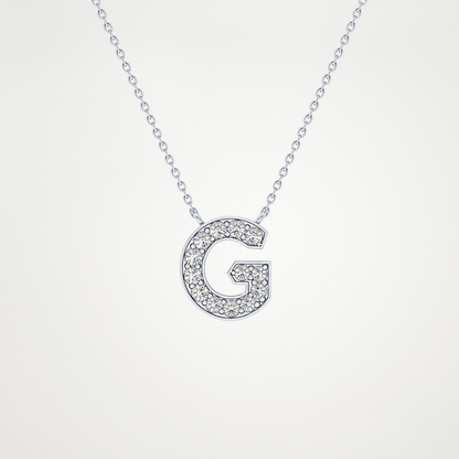 0.294 TCW Round Lab Grown Diamond G Initial Pendant Necklace