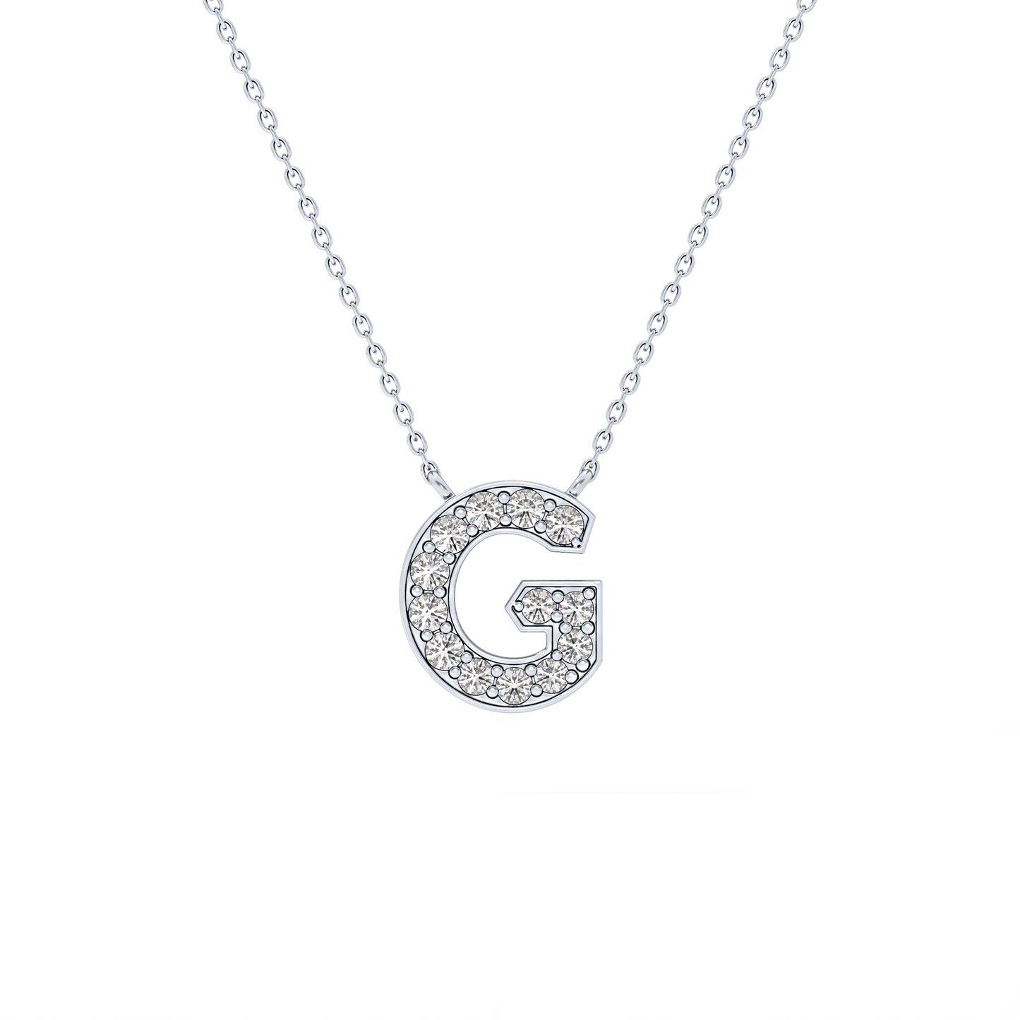 0.294 TCW Round Lab Grown Diamond G Initial Pendant Necklace