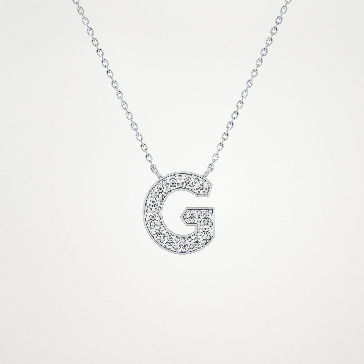 0.294 TCW Round Lab Grown Diamond G Initial Pendant Necklace