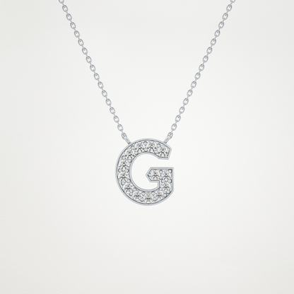 0.294 TCW Round Lab Grown Diamond G Initial Pendant Necklace