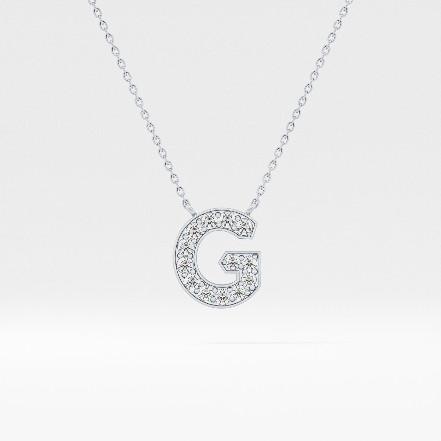 0.294 TCW Round Lab Grown Diamond G Initial Pendant Necklace