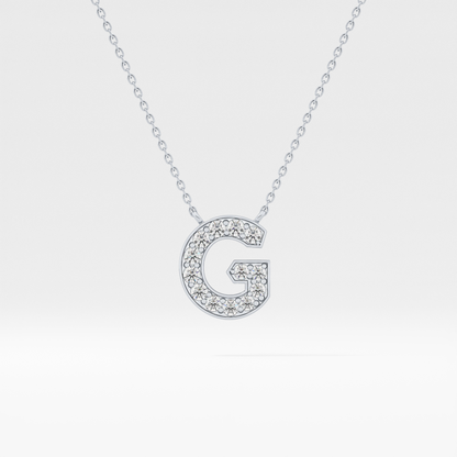 0.294 TCW Round Lab Grown Diamond G Initial Pendant Necklace