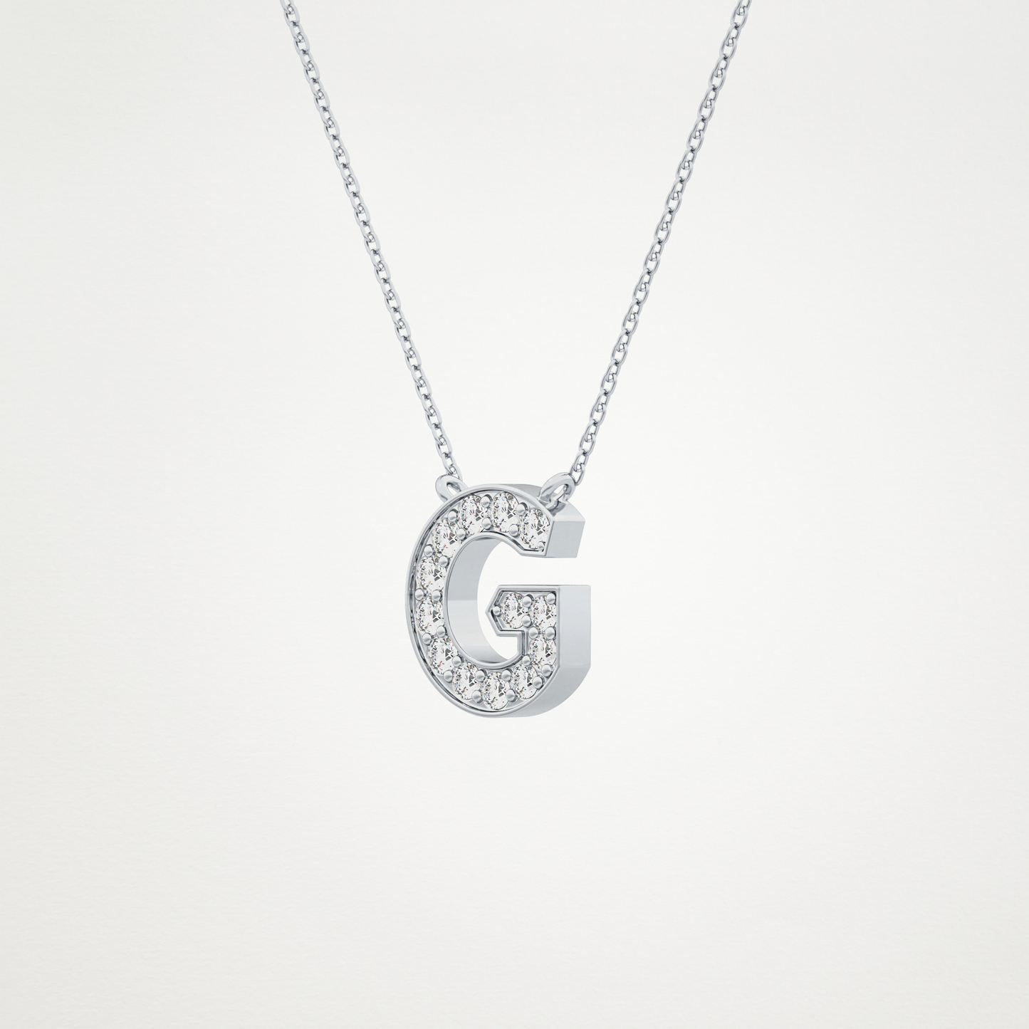 0.294 TCW Round Lab Grown Diamond G Initial Pendant Necklace