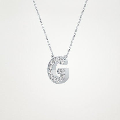 0.294 TCW Round Lab Grown Diamond G Initial Pendant Necklace