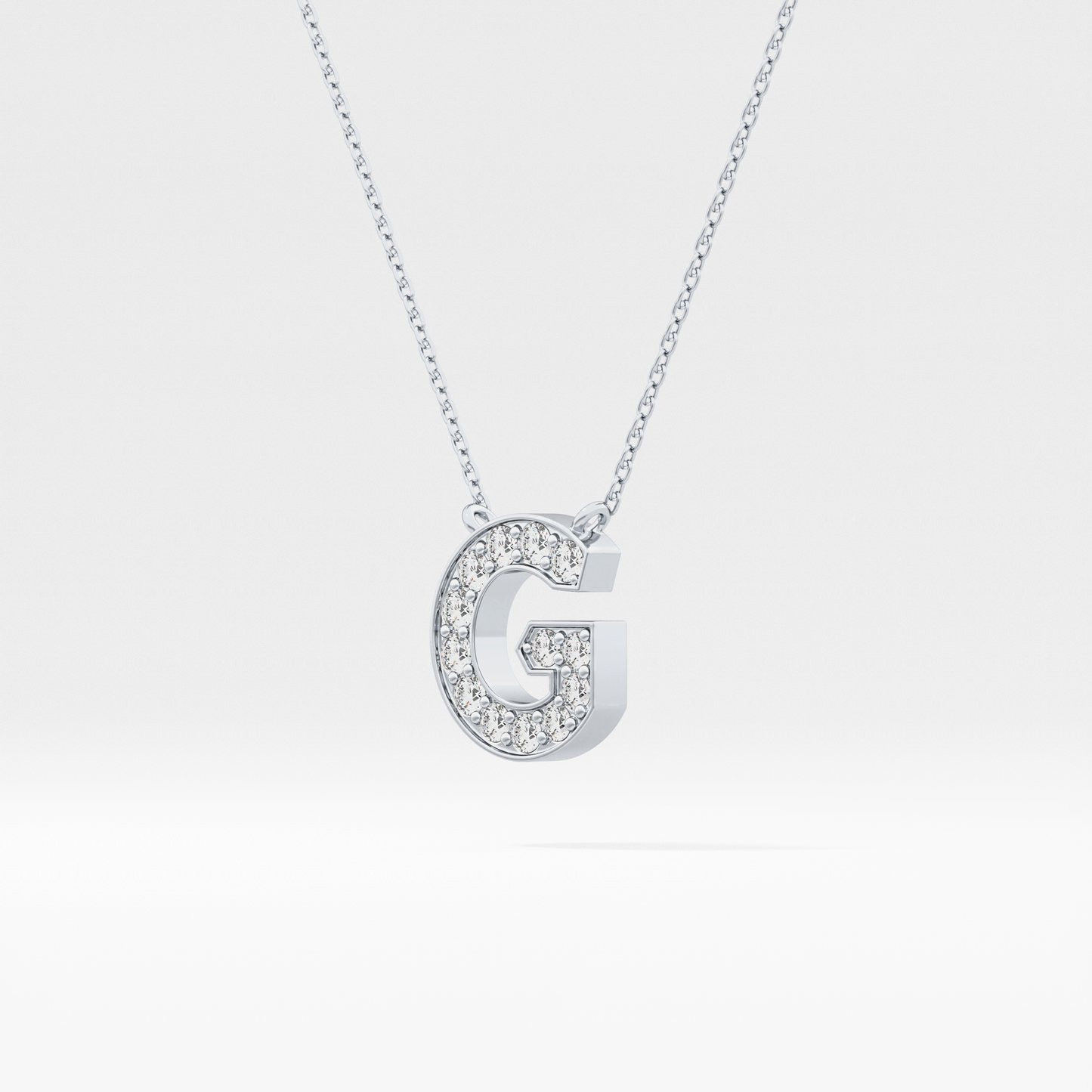 0.294 TCW Round Lab Grown Diamond G Initial Pendant Necklace