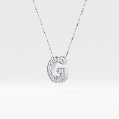 0.294 TCW Round Lab Grown Diamond G Initial Pendant Necklace