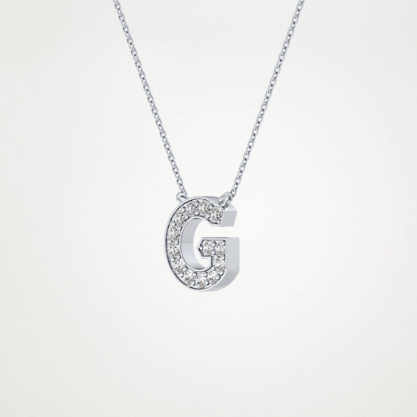 0.294 TCW Round Lab Grown Diamond G Initial Pendant Necklace