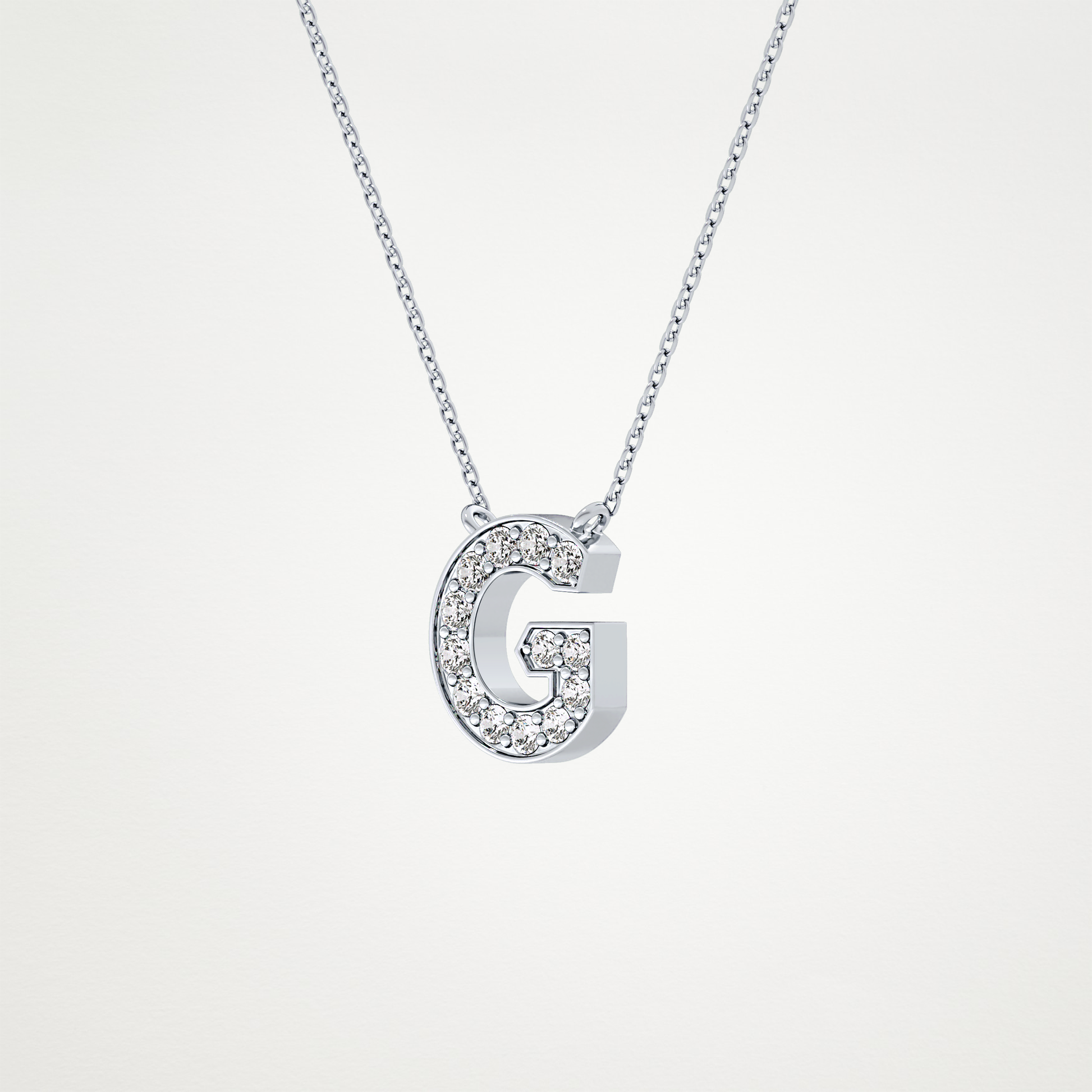 0.294 TCW Round Lab Grown Diamond G Initial Pendant Necklace