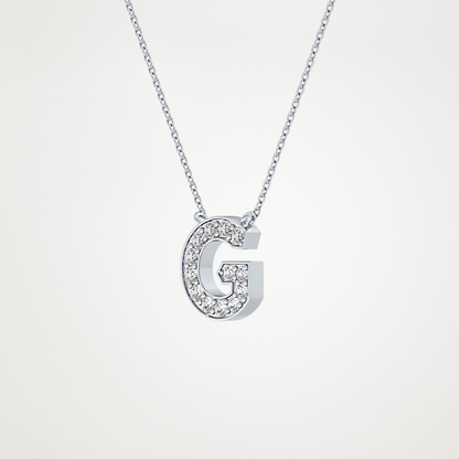 0.294 TCW Round Lab Grown Diamond G Initial Pendant Necklace