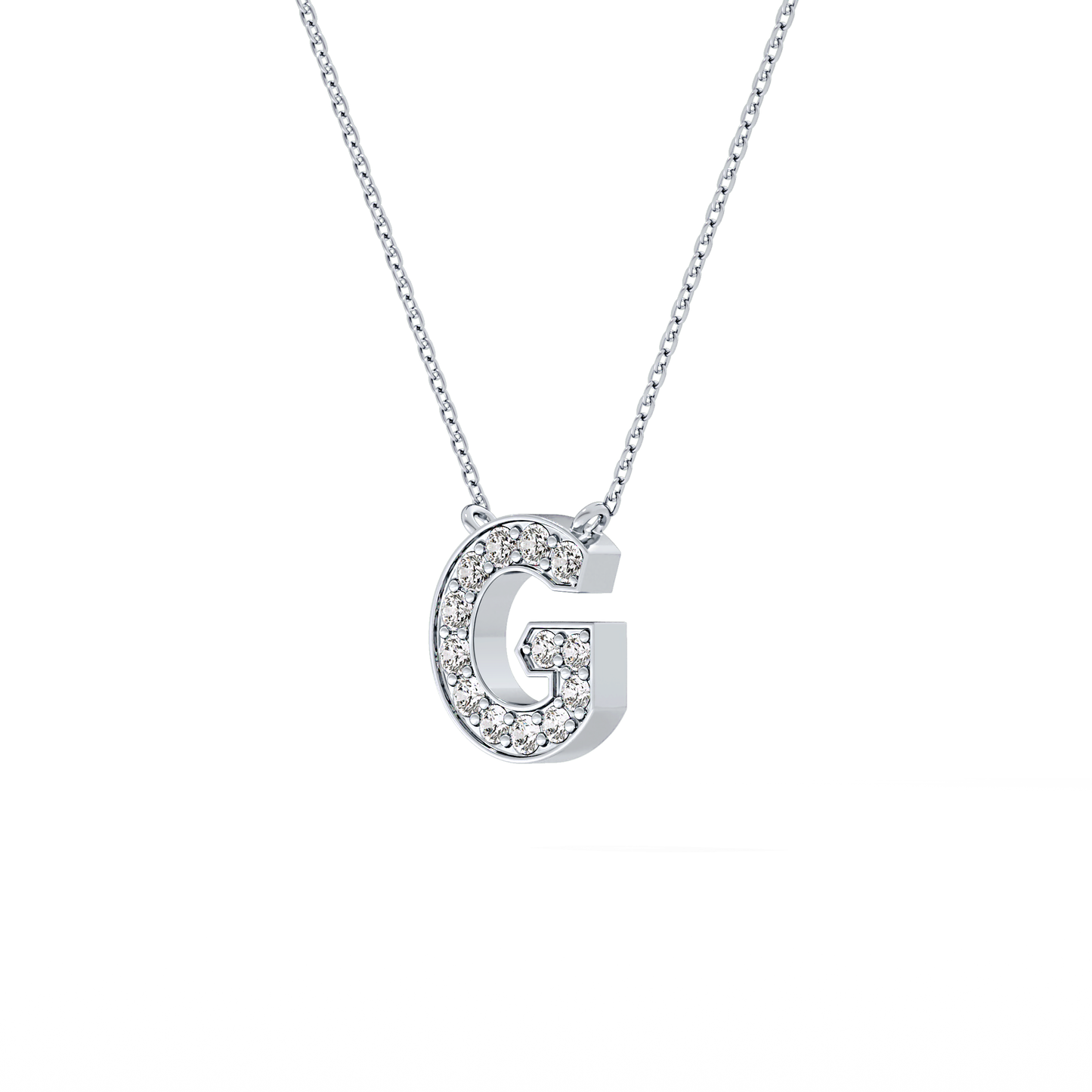 0.294 TCW Round Lab Grown Diamond G Initial Pendant Necklace