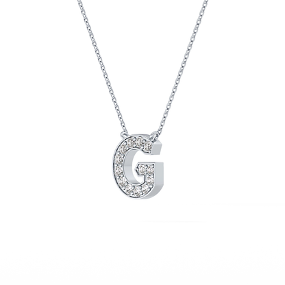 0.294 TCW Round Lab Grown Diamond G Initial Pendant Necklace