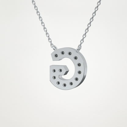 0.294 TCW Round Lab Grown Diamond G Initial Pendant Necklace