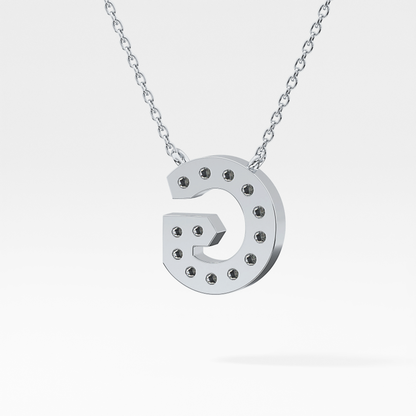 0.294 TCW Round Lab Grown Diamond G Initial Pendant Necklace
