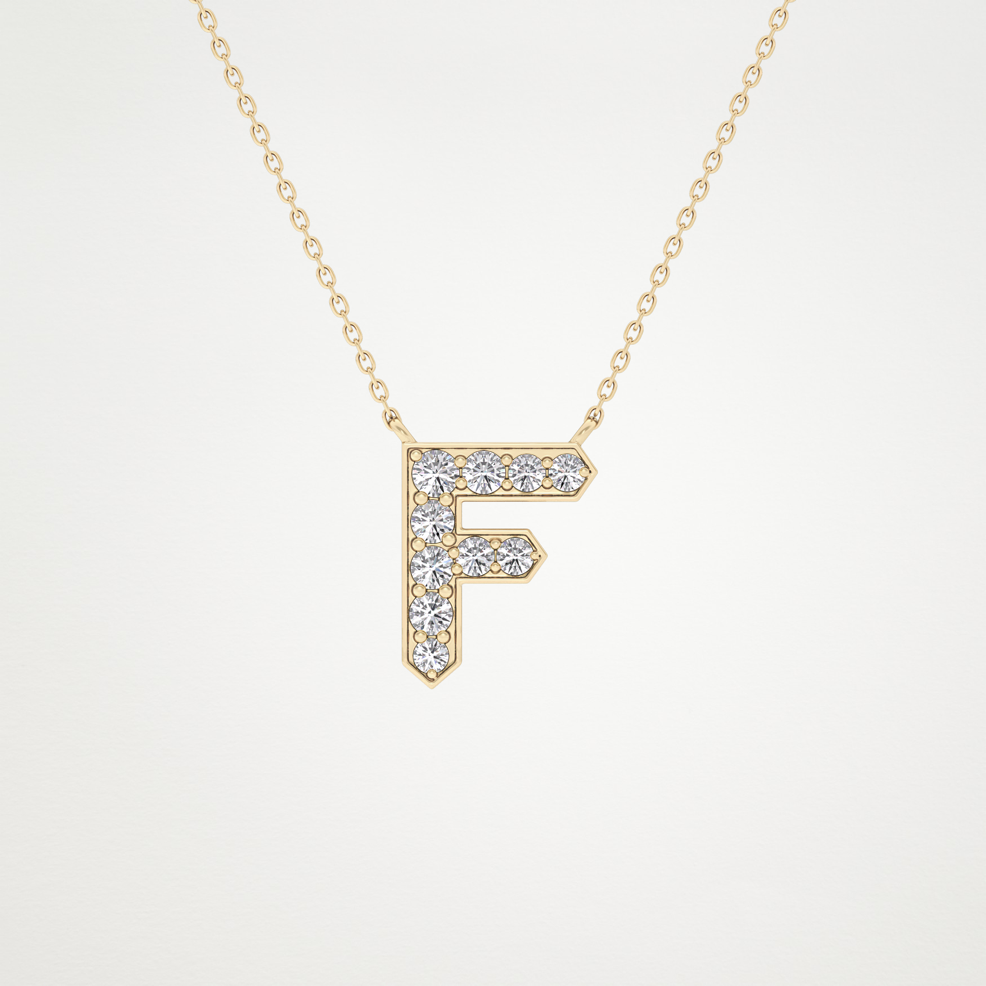 0.342 TCW Round Lab Grown Diamond F Initial Pendant Necklace