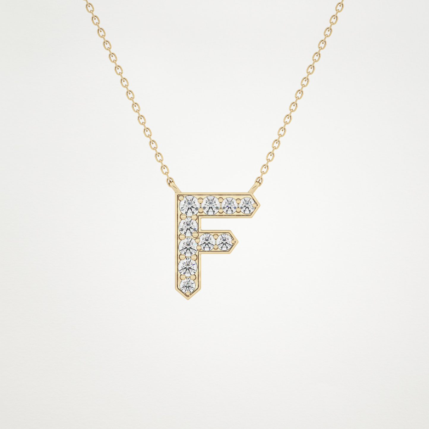 0.342 TCW Round Lab Grown Diamond F Initial Pendant Necklace