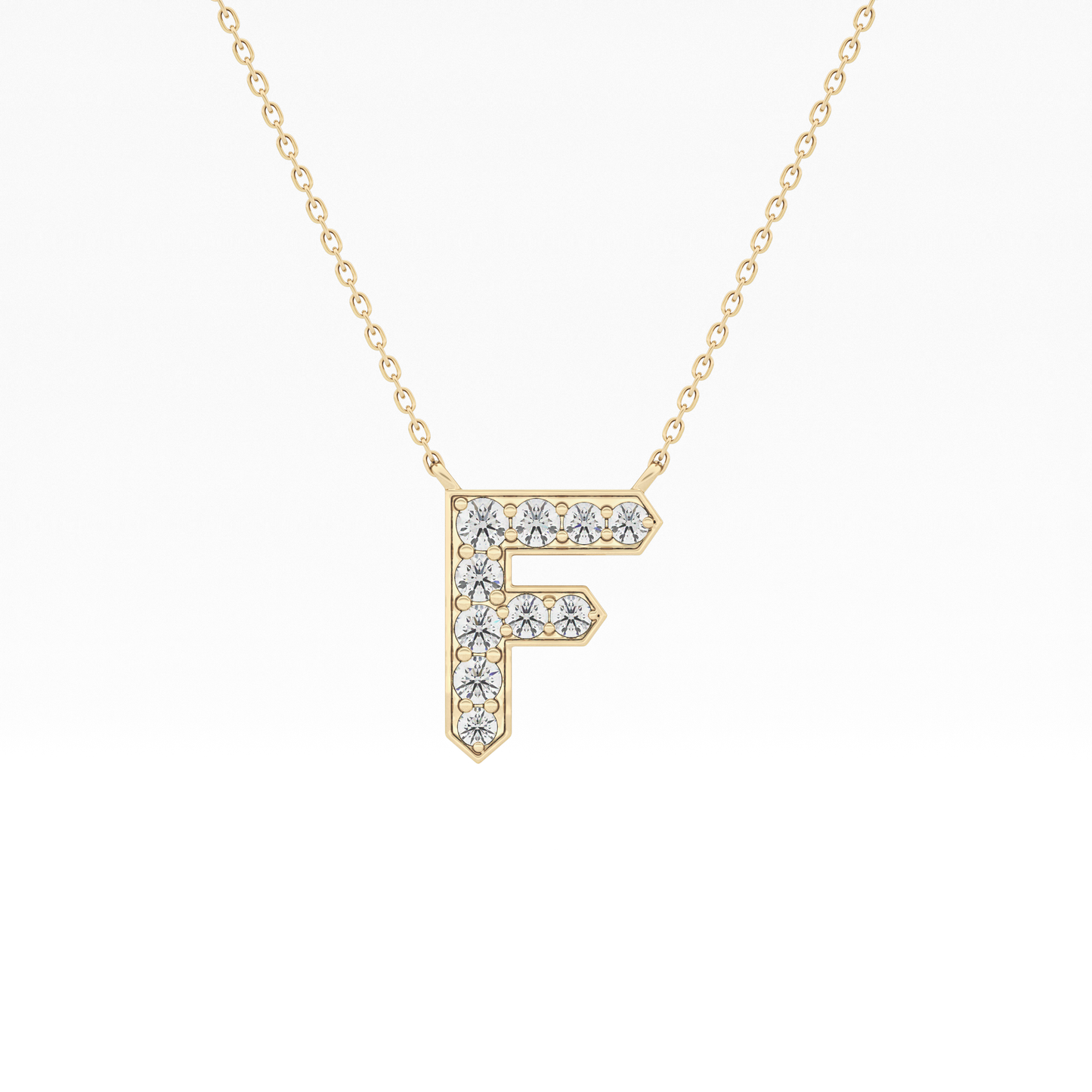 0.342 TCW Round Lab Grown Diamond F Initial Pendant Necklace