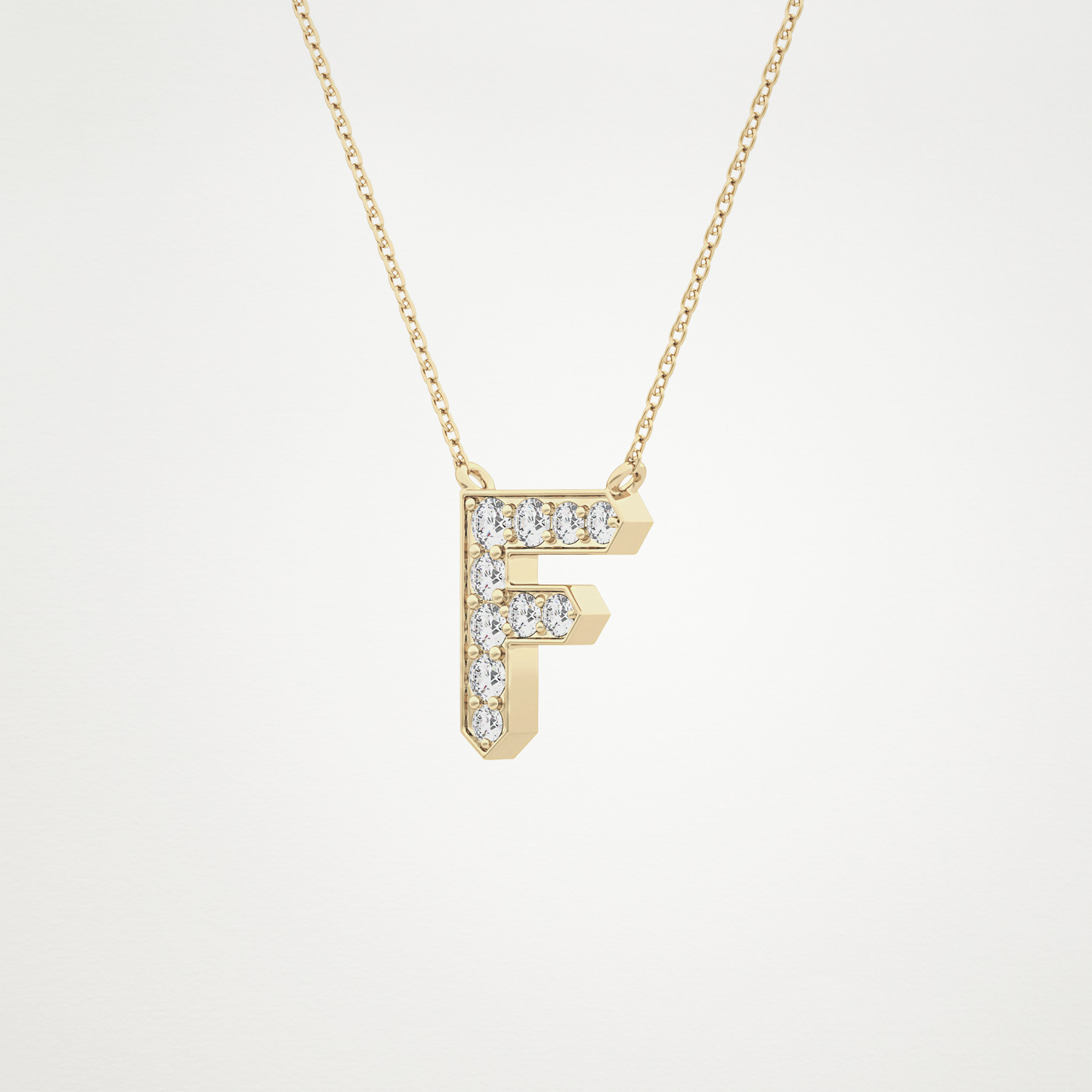0.342 TCW Round Lab Grown Diamond F Initial Pendant Necklace