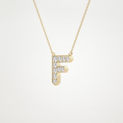0.342 TCW Round Lab Grown Diamond F Initial Pendant Necklace