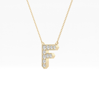 0.342 TCW Round Lab Grown Diamond F Initial Pendant Necklace