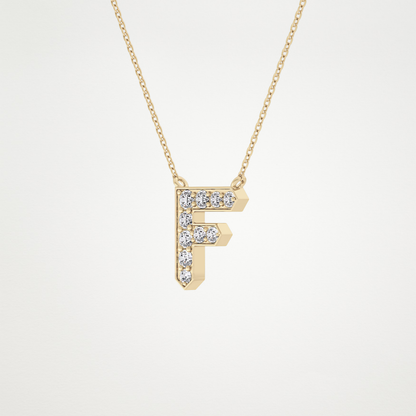 0.342 TCW Round Lab Grown Diamond F Initial Pendant Necklace