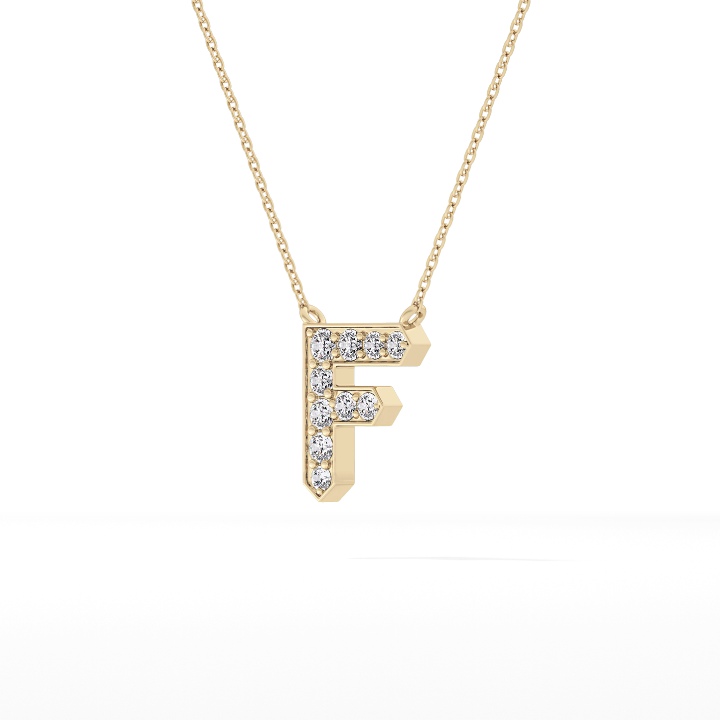 0.342 TCW Round Lab Grown Diamond F Initial Pendant Necklace
