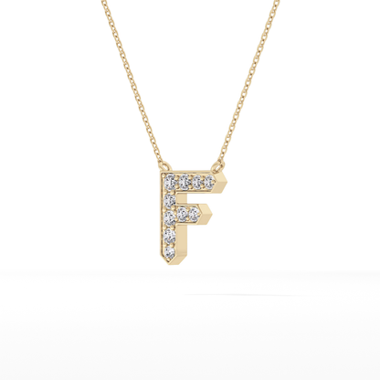 0.342 TCW Round Lab Grown Diamond F Initial Pendant Necklace