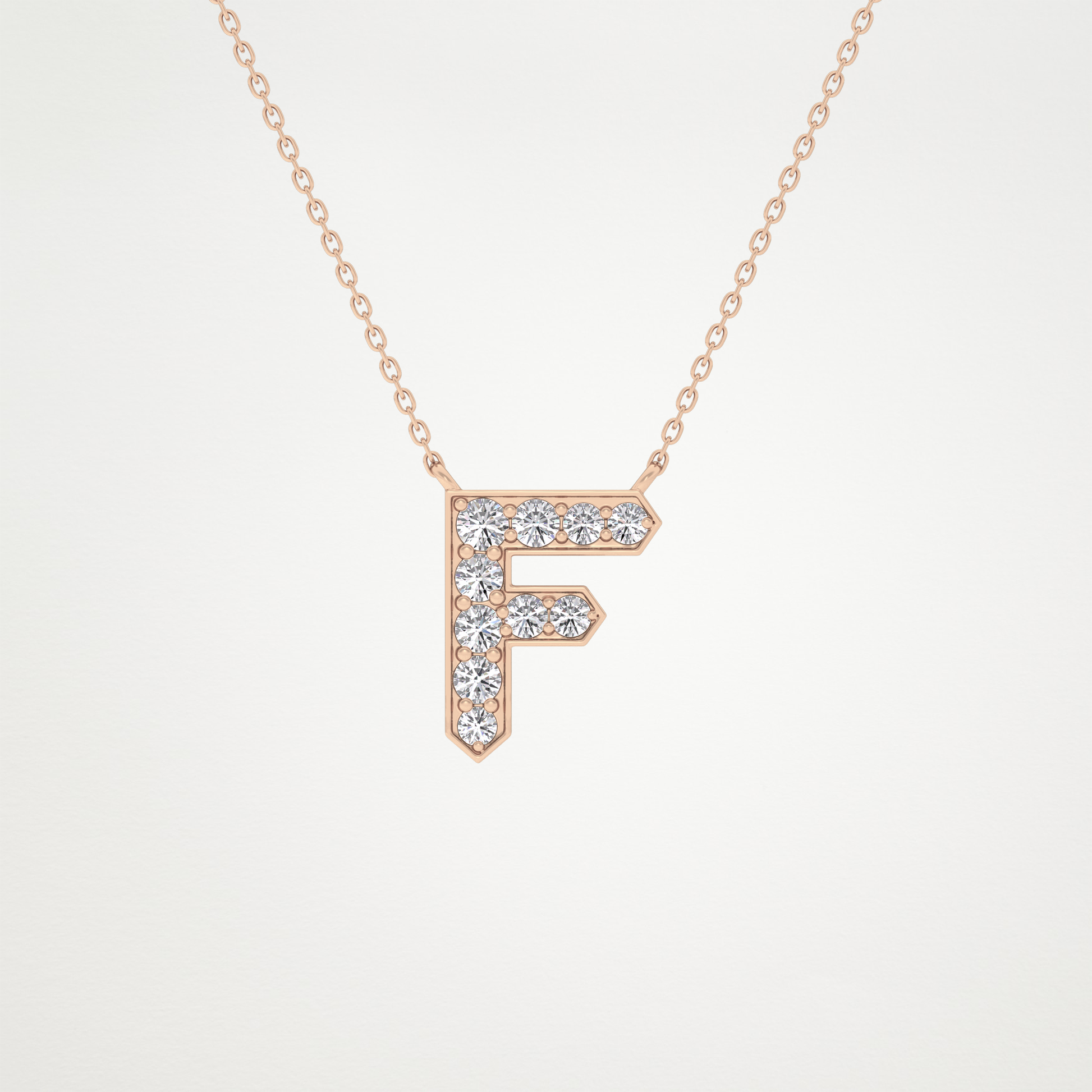 0.342 TCW Round Lab Grown Diamond F Initial Pendant Necklace