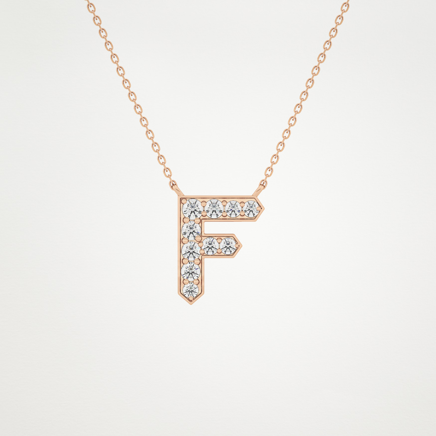 0.342 TCW Round Lab Grown Diamond F Initial Pendant Necklace
