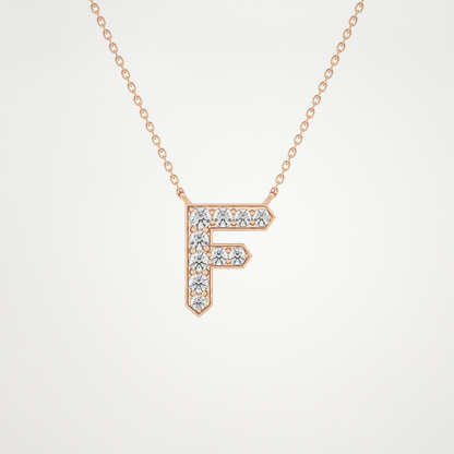 0.342 TCW Round Lab Grown Diamond F Initial Pendant Necklace