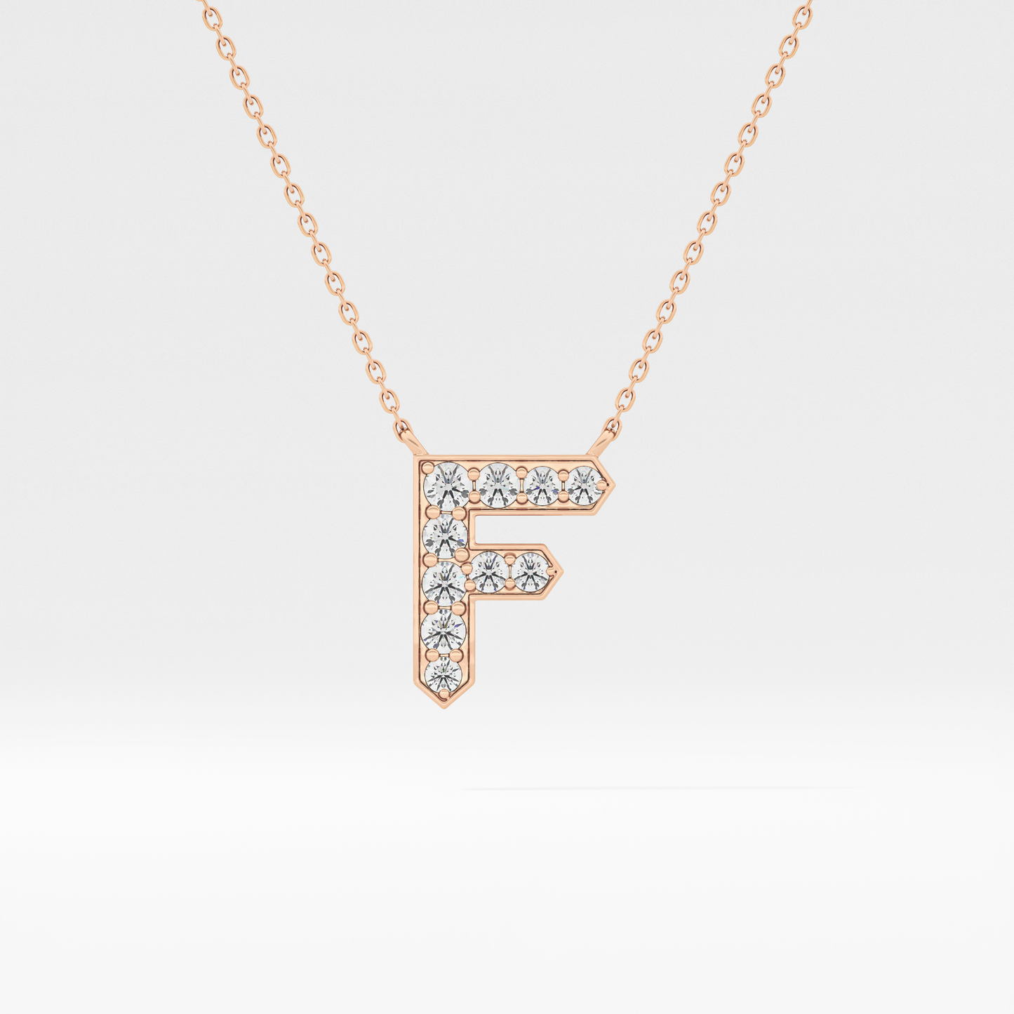 0.342 TCW Round Lab Grown Diamond F Initial Pendant Necklace