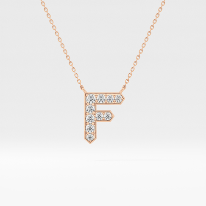 0.342 TCW Round Lab Grown Diamond F Initial Pendant Necklace