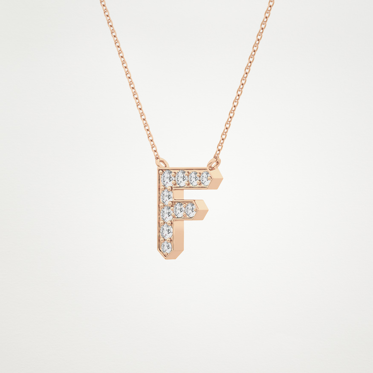 0.342 TCW Round Lab Grown Diamond F Initial Pendant Necklace