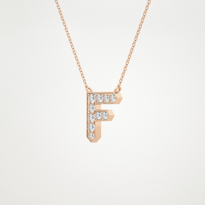 0.342 TCW Round Lab Grown Diamond F Initial Pendant Necklace