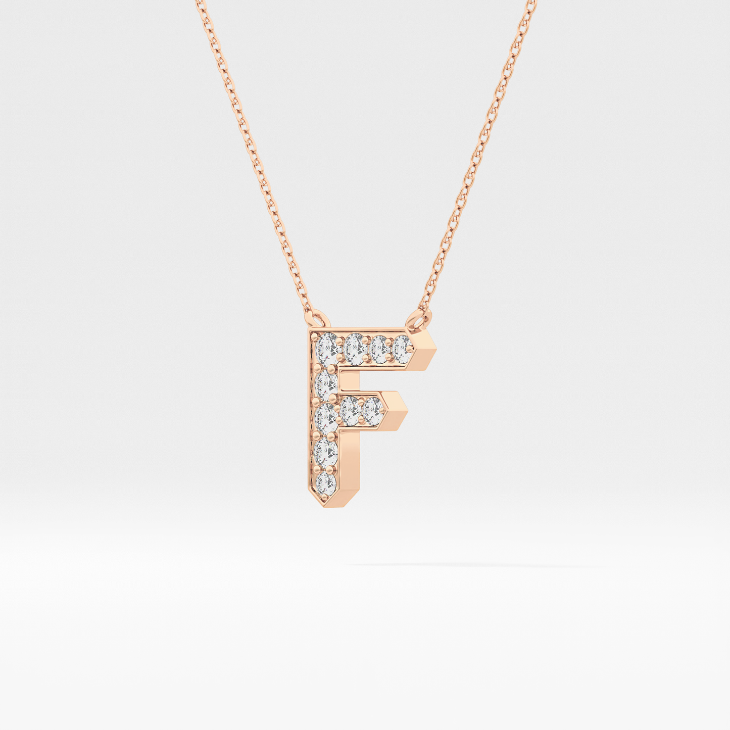0.342 TCW Round Lab Grown Diamond F Initial Pendant Necklace