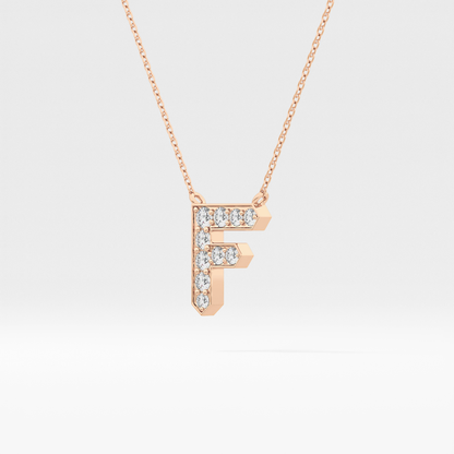 0.342 TCW Round Lab Grown Diamond F Initial Pendant Necklace