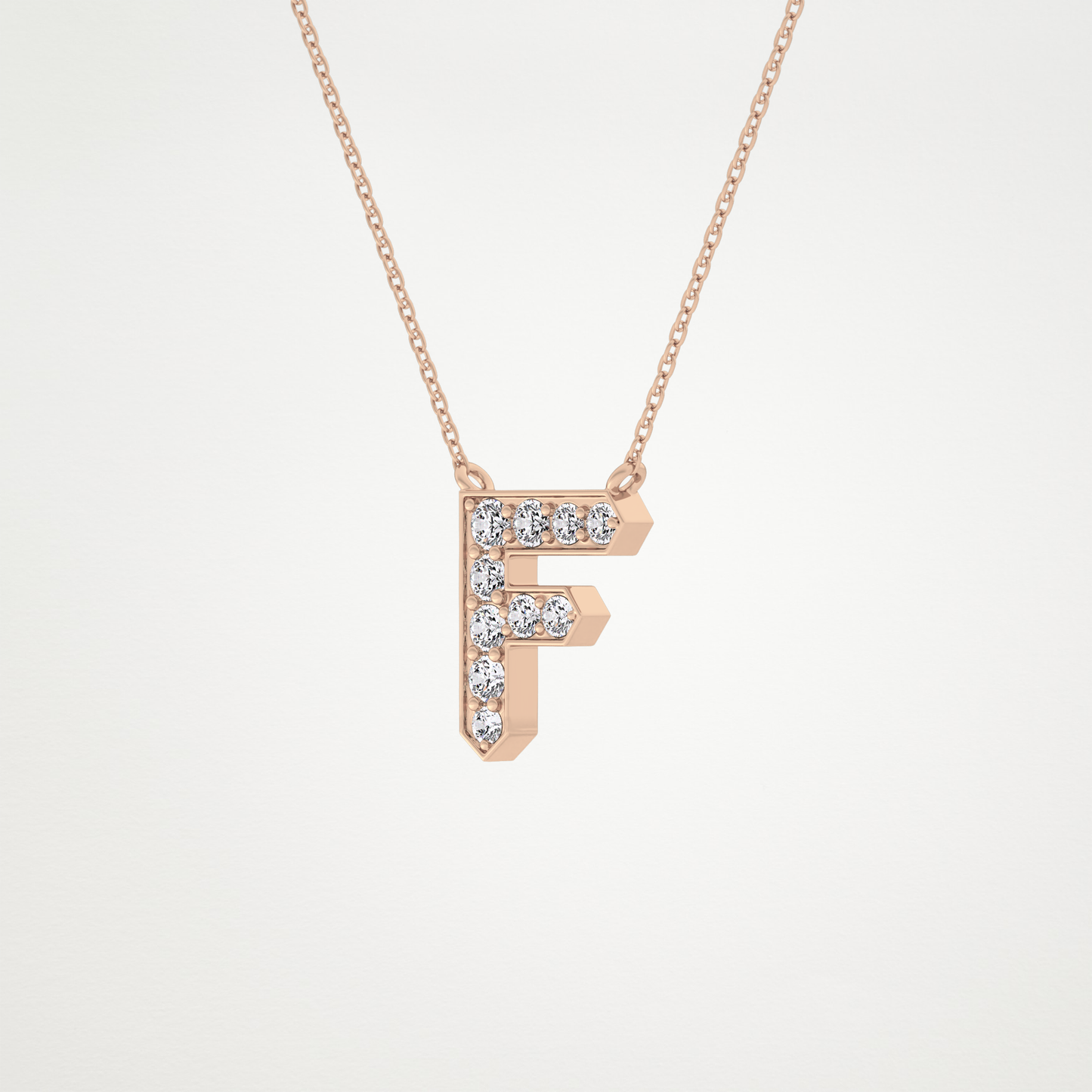 0.342 TCW Round Lab Grown Diamond F Initial Pendant Necklace