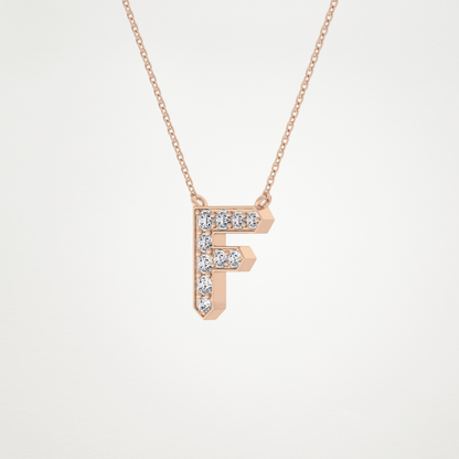 0.342 TCW Round Lab Grown Diamond F Initial Pendant Necklace