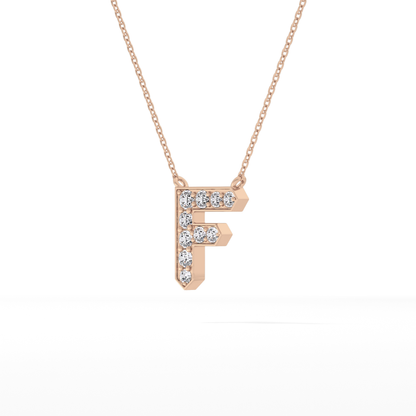 0.342 TCW Round Lab Grown Diamond F Initial Pendant Necklace