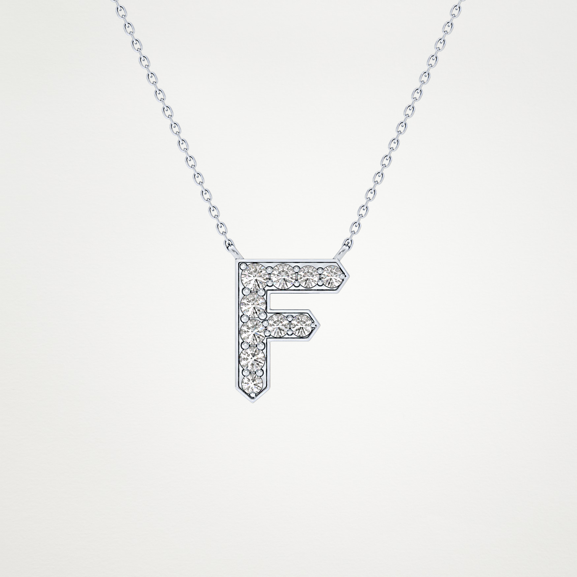 0.342 TCW Round Lab Grown Diamond F Initial Pendant Necklace
