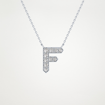 0.342 TCW Round Lab Grown Diamond F Initial Pendant Necklace