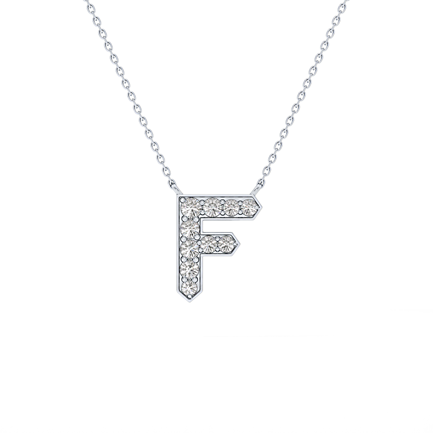 0.342 TCW Round Lab Grown Diamond F Initial Pendant Necklace